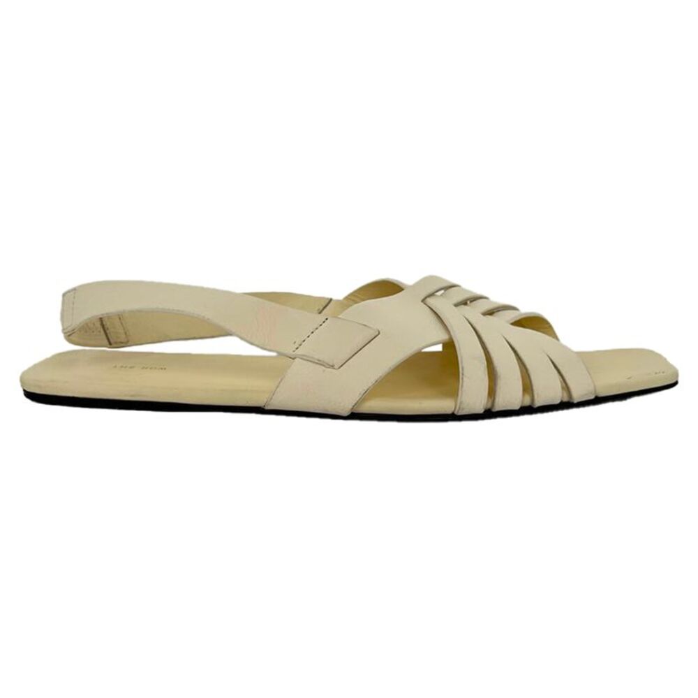 The Row Meera Leather Sandals in Cream Leather
